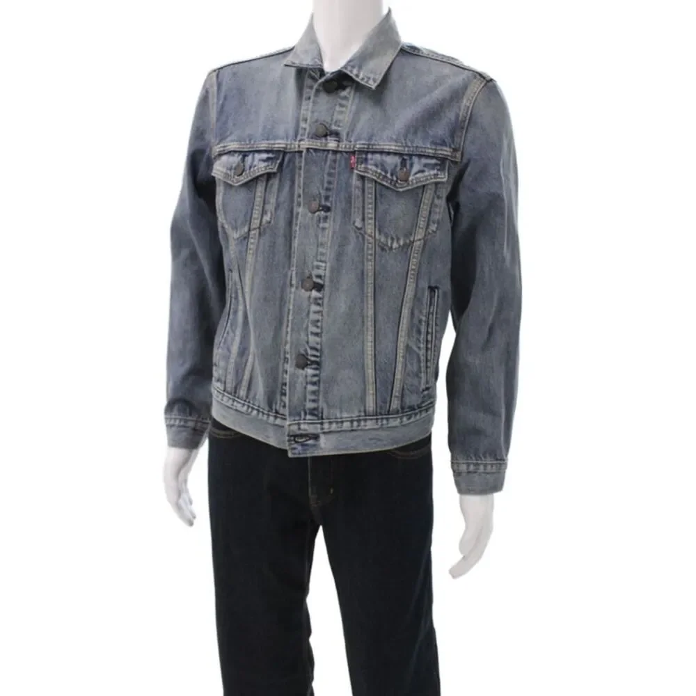 Levi Strauss & Co Mens Denim Jacket Blue Cotton Button Solid Fall Size S